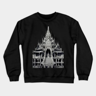 Thailand: Sanctuary of Truth, Pattaya, Thailand on a dark (knocked out) background Crewneck Sweatshirt